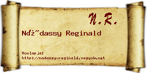 Nádassy Reginald névjegykártya